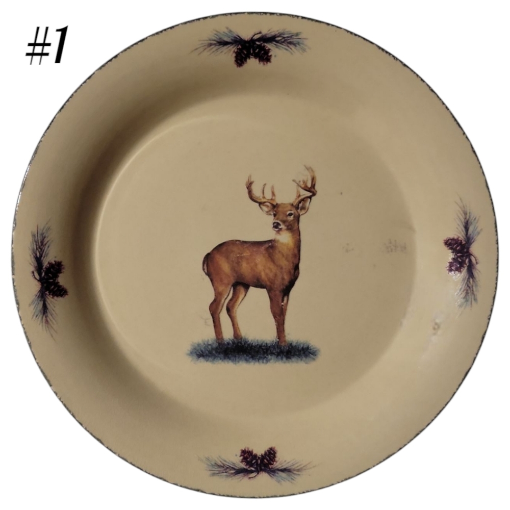 Vtg 2008 Home & Garden Party Ltd Stoneware Northwoods Dinner Plate Deer